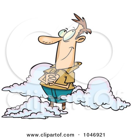 Royalty-Free (RF) Clip Art Illustration of a Cartoon Man In The Clouds by toonaday