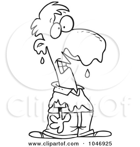Royalty-Free (RF) Clip Art Illustration of a Cartoon Black And White Outline Design Of A Man Covered In Chocolate by toonaday