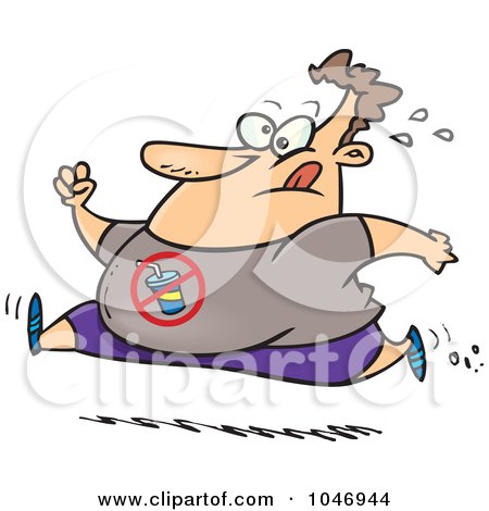 Royalty-Free (RF) Clip Art Illustration of a Cartoon Chubby Man Running by toonaday