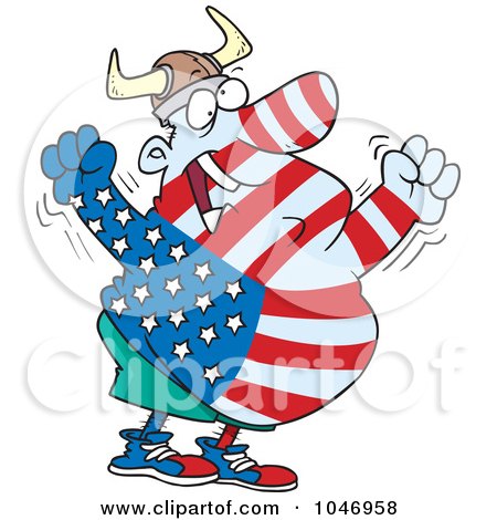 Royalty-Free (RF) Clip Art Illustration of a Cartoon Proud American by toonaday