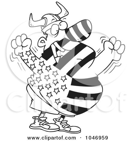 Royalty-Free (RF) Clip Art Illustration of a Cartoon Black And White Outline Design Of A Proud American by toonaday