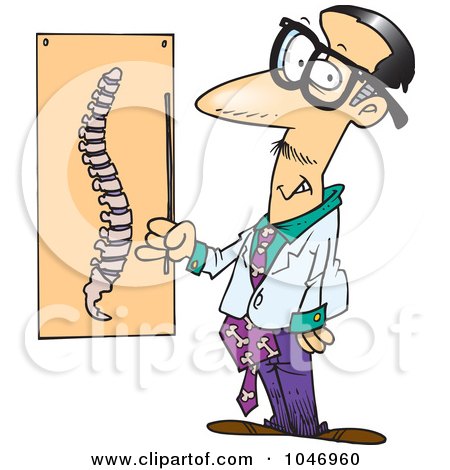 Royalty-Free (RF) Clip Art Illustration of a Cartoon Chiropractor By A Spine Chart by toonaday