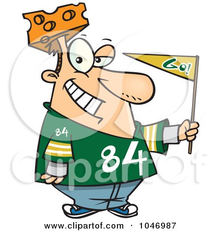 Royalty-Free (RF) Clip Art Illustration of a Cartoon Cheese Head Sports Fan by toonaday