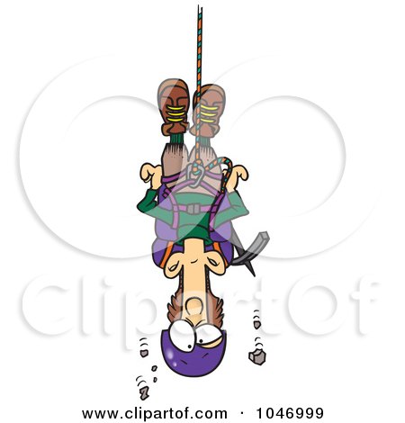 Royalty-Free (RF) Clip Art Illustration of a Cartoon Climber Suspended From Rope by toonaday