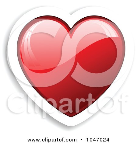 Royalty-Free (RF) Clip Art Illustration of a Red Heart Sticker With A Shadow by KJ Pargeter