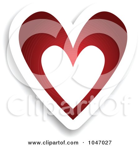 Royalty-Free (RF) Clip Art Illustration of a Red And White Heart Sticker With A Shadow by KJ Pargeter