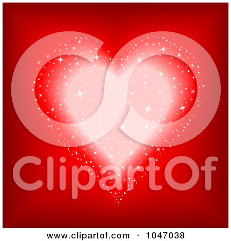 Royalty-Free (RF) Clip Art Illustration of a Sparkly Heart On Red by KJ Pargeter