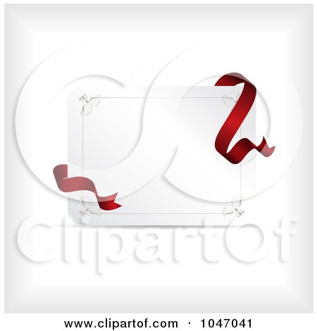Royalty-Free (RF) Clip Art Illustration of a Red Ribbon Around A Decorative Gift Card by KJ Pargeter