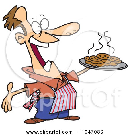 Royalty-Free (RF) Clip Art Illustration of a Cartoon Man Baking Cookies by toonaday