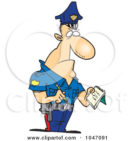 Royalty-Free (RF) Clip Art Illustration of a Cartoon Tough Cop Writing A Ticket by toonaday