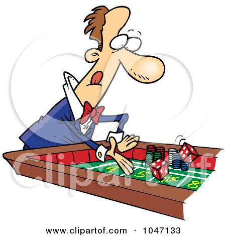 Royalty-Free (RF) Clip Art Illustration of a Cartoon Man At A Craps Table by toonaday