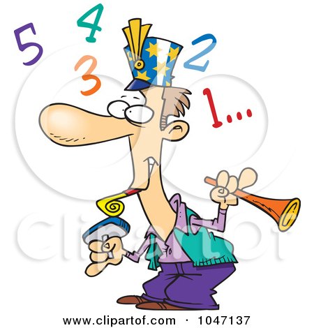 Royalty-Free (RF) Clip Art Illustration of a Cartoon New Year Man Counting Down by toonaday