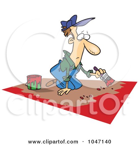 Royalty-Free (RF) Clip Art Illustration of a Cartoon Man Painting A Floor by toonaday