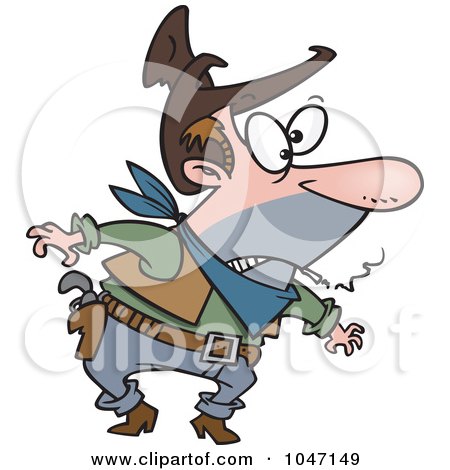 Royalty-Free (RF) Clip Art Illustration of a Cartoon Cowboy Smoking A Cigarette by toonaday