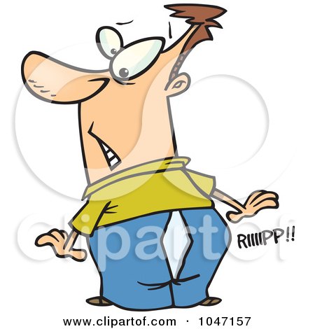 Royalty-Free (RF) Clip Art Illustration of a Cartoon Man With Ripping Pants by toonaday