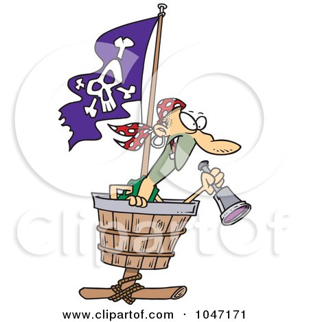 Royalty-Free (RF) Clip Art Illustration of a Cartoon Pirate In A Crows Nest by toonaday
