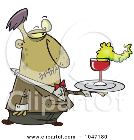Royalty-Free (RF) Clip Art Illustration of a Cartoon Zombie Waiter by toonaday