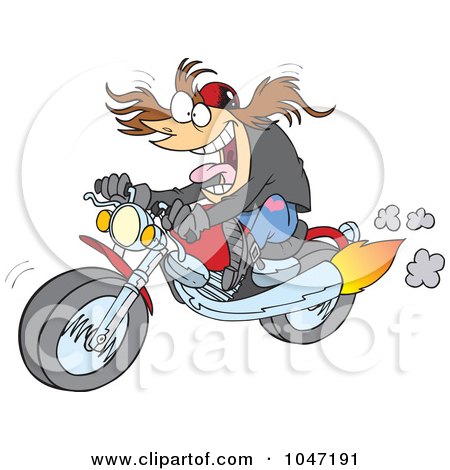 Royalty-Free (RF) Clip Art Illustration of a Cartoon Motorcycler by toonaday
