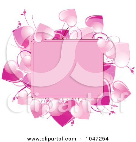Royalty-Free (RF) Clip Art Illustration of a Frame Of Pink Hearts And Copyspace by Pushkin