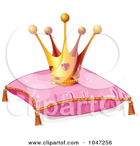 Royalty-Free (RF) Clip Art Illustration of a Ruby Crown On A Pink Pillow by Pushkin
