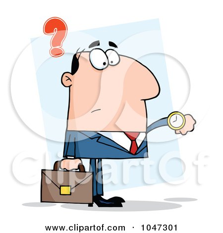Royalty-Free (RF) Clip Art Illustration of a Businessman Checking His Watch - 2 by Hit Toon