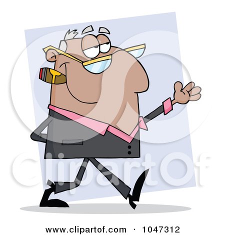 Royalty-Free (RF) Clip Art Illustration of a Black Businessman Gesturing And Smoking A Cigar - 2 by Hit Toon