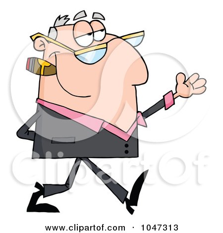Royalty-Free (RF) Clip Art Illustration of a Businessman Gesturing And Smoking A Cigar - 1 by Hit Toon