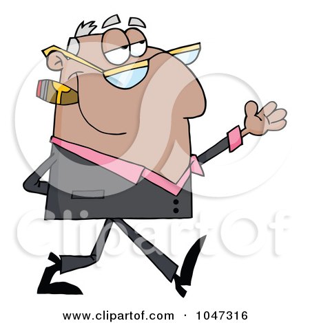 Royalty-Free (RF) Clip Art Illustration of a Black Businessman Gesturing And Smoking A Cigar - 1 by Hit Toon