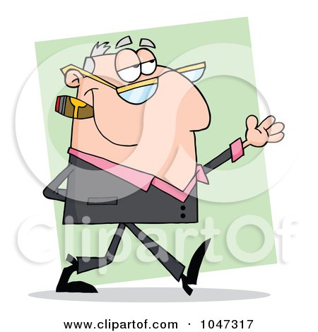 Royalty-Free (RF) Clip Art Illustration of a Businessman Gesturing And Smoking A Cigar - 2 by Hit Toon