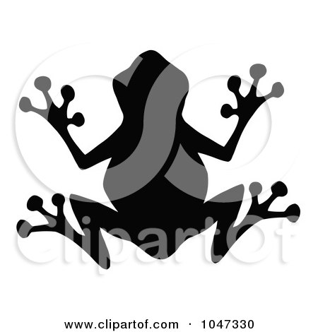Royalty-Free (RF) Clip Art Illustration of a Black Frog Silhouette Logo by Hit Toon
