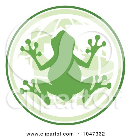 Royalty-Free (RF) Clip Art Illustration of a Green Frog On A Globe Logo by Hit Toon