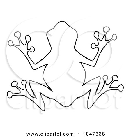 Royalty-Free (RF) Clip Art Illustration of an Outlined Frog Silhouette Logo by Hit Toon