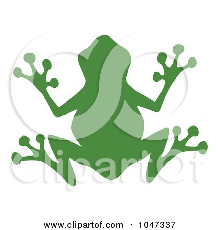 Royalty-Free (RF) Clip Art Illustration of a Green Frog Silhouette Logo by Hit Toon