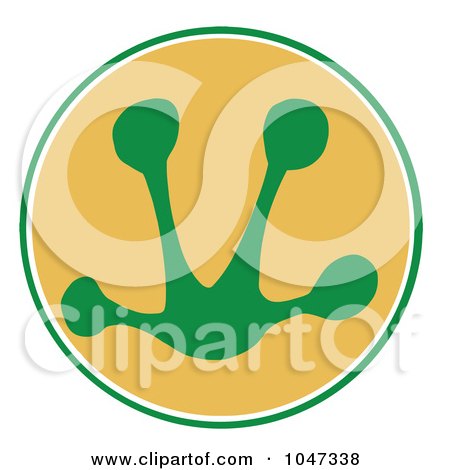 Royalty-Free (RF) Clip Art Illustration of a Green Frog Print In An Orange Circle by Hit Toon