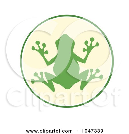 Royalty-Free (RF) Clip Art Illustration of a Green Frog On A Yellow Circle by Hit Toon
