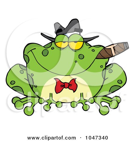 Royalty-Free (RF) Clip Art Illustration of a Frog Smoking A Cigar by Hit Toon