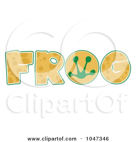 Royalty-Free (RF) Clip Art Illustration of a Frog Print In The O Of The Word FROG by Hit Toon