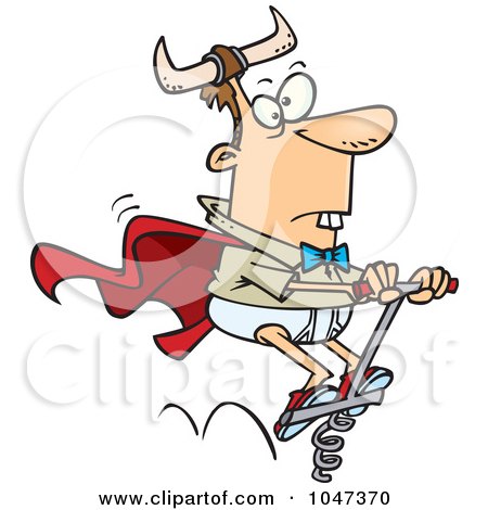 Royalty-Free (RF) Clip Art Illustration of a Cartoon Weird Man On A Pogo Stick by toonaday
