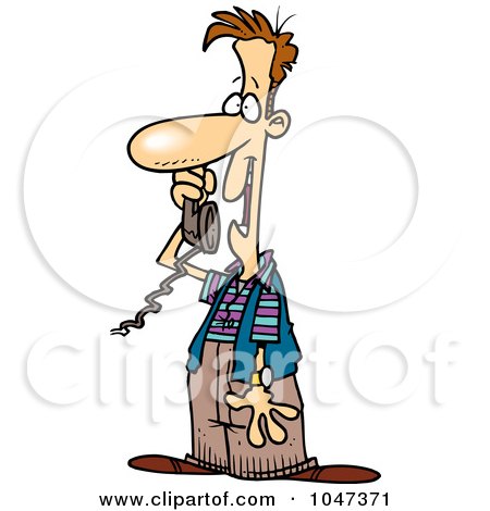 Royalty-Free (RF) Clip Art Illustration of a Cartoon Man On The Phone by toonaday