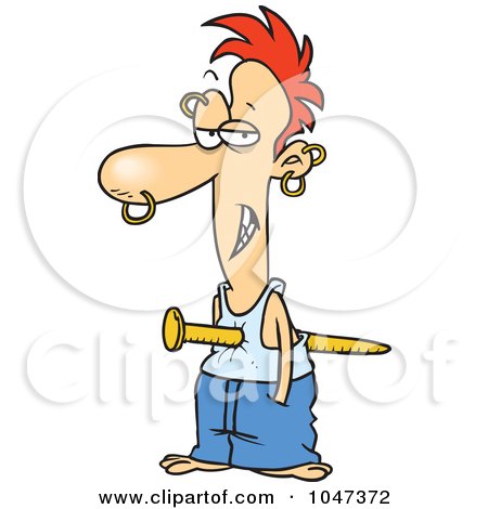 Royalty-Free (RF) Clip Art Illustration of a Cartoon Man Pierced With A Nail by toonaday