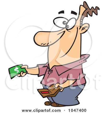 Royalty-Free (RF) Clip Art Illustration of a Cartoon Happy Man Paying by toonaday