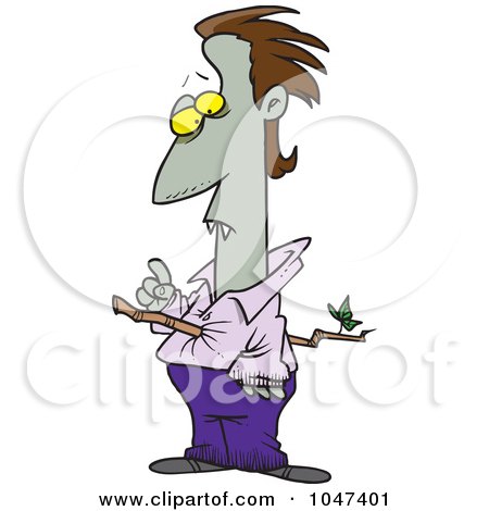 Royalty-Free (RF) Clip Art Illustration of a Cartoon Vampire Pierced With A Branch by toonaday