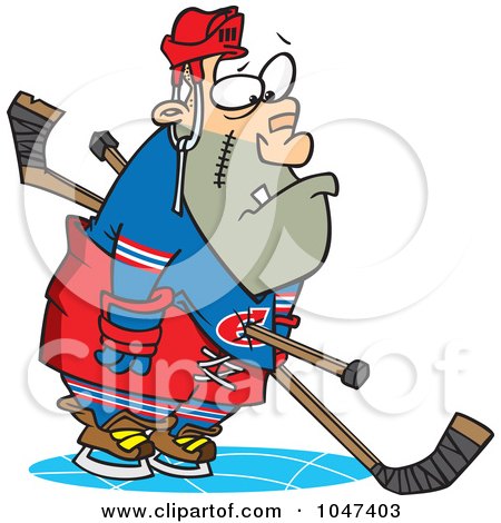Royalty-Free (RF) Clip Art Illustration of a Cartoon Hockey Player Getting A Penalty by toonaday