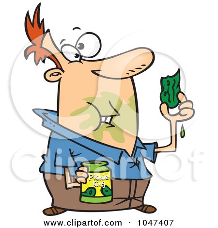 Royalty-Free (RF) Clip Art Illustration of a Cartoon Messy Man Eating Pickles by toonaday