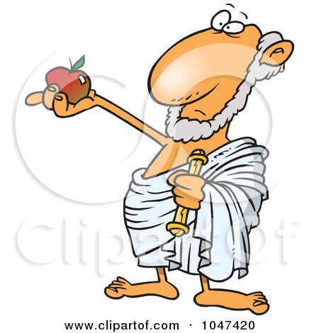 Royalty-Free (RF) Clip Art Illustration of a Cartoon Philosopher Holding An Apple by toonaday