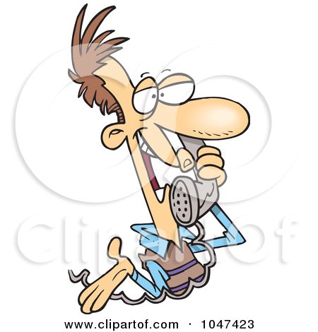 Royalty-Free (RF) Clip Art Illustration of a Cartoon Chatty Man On The Phone by toonaday