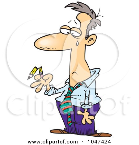 Royalty-Free (RF) Clip Art Illustration of a Cartoon Businessman Holding A Broken Pencil by toonaday