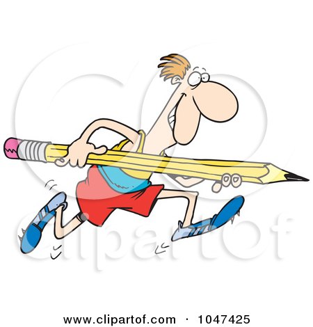 Royalty-Free (RF) Clip Art Illustration of a Cartoon Man Doing A Pencil Vault by toonaday