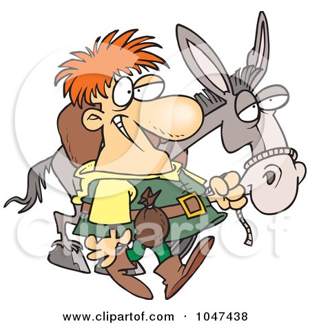 Royalty-Free (RF) Clip Art Illustration of a Cartoon Peddlar With A Donkey by toonaday