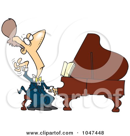 Royalty-Free (RF) Clip Art Illustration of a Cartoon Fancy Pianist by toonaday